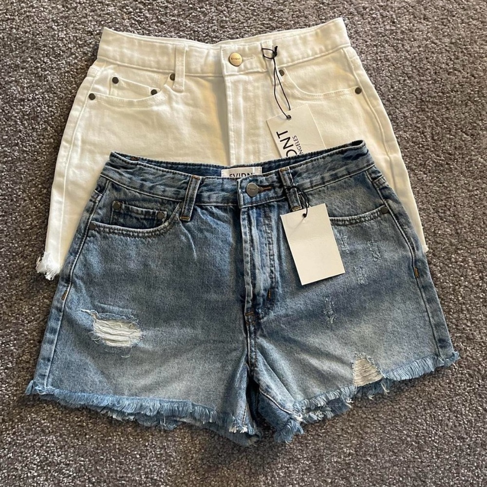 Anthropologie EVIDNT Trendy Denim‎ and White Jean Shorts for Women Lot of 2